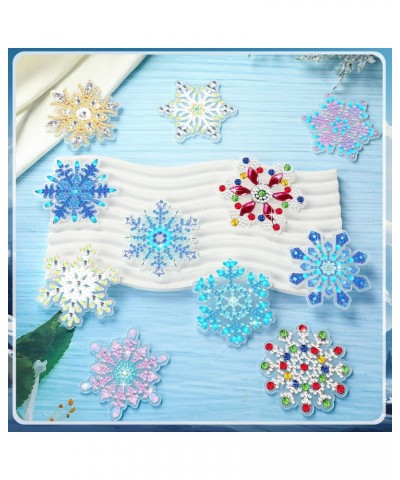 12 Pcs Christmas Snowflake Brooch Pins for Women Winter Snowflake Diamond Art Painting Brooch Pins Set DIY Holiday Rhinestone...