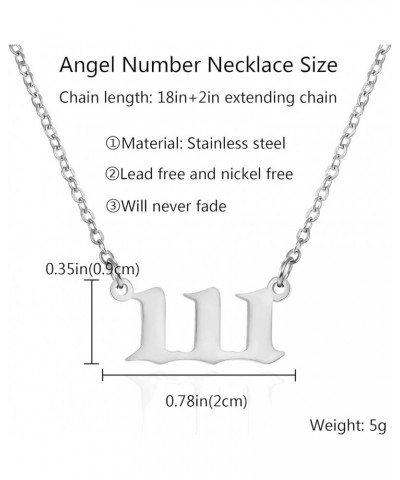 Stainless Steel Angel Number Necklace 111 222 333 444 555 666 777 888 999 Stainless Steel Pendants Necklace Chain Numerology ...