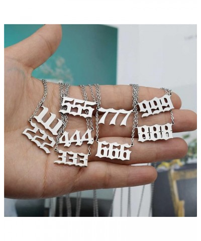 Stainless Steel Angel Number Necklace 111 222 333 444 555 666 777 888 999 Stainless Steel Pendants Necklace Chain Numerology ...