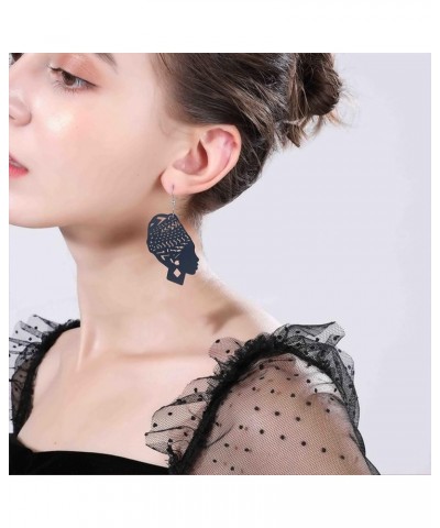 Geometry African Bohemian Wooden Earrings Lightweight Human Face Drop Dangle Earrings For Women Girls black $7.14 Earrings