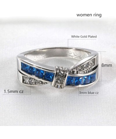 Couple Rings Princess cut Blue Cz Womens Wedding Ring Sets Titanium Steel Man Wedding Bands(Please Buy 2 Rings for 1 Pair) Bl...