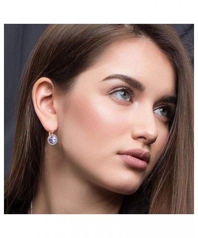 Round Austrian Crystal Halo Drop Leverback Earrings for Women 14K Gold Plated Hypoallergenic Earrings Vitrail Light $9.89 Ear...