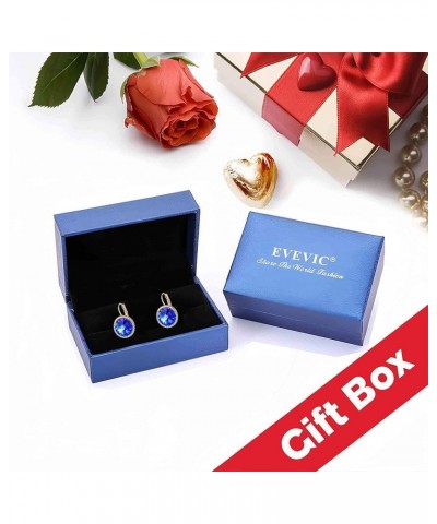 Round Austrian Crystal Halo Drop Leverback Earrings for Women 14K Gold Plated Hypoallergenic Earrings Vitrail Light $9.89 Ear...