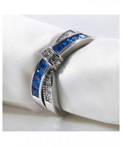 Couple Rings Princess cut Blue Cz Womens Wedding Ring Sets Titanium Steel Man Wedding Bands(Please Buy 2 Rings for 1 Pair) Bl...