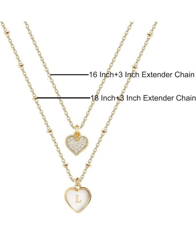 Dainty Delicate 2 Layered Initial Necklace for Women Girls Mother of Pearl Initial Necklace Gold L $7.79 Necklaces