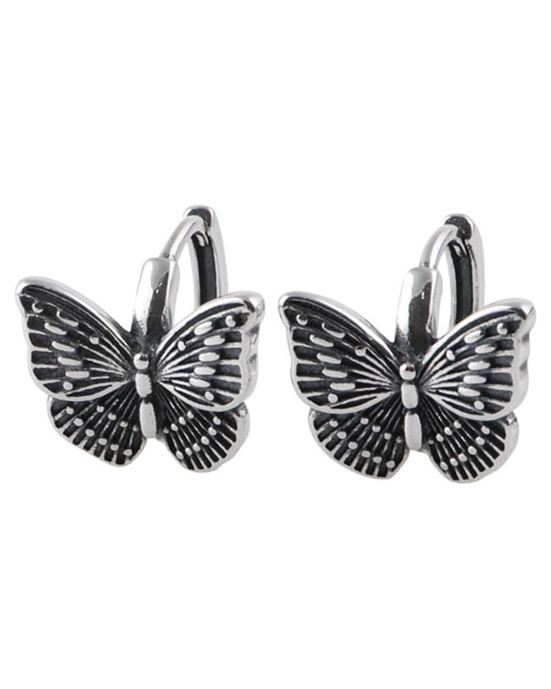 Butterfly Earrings for Women Girls Retro 925 Sterling Silver Huggie Hoop Earrings $14.77 Earrings