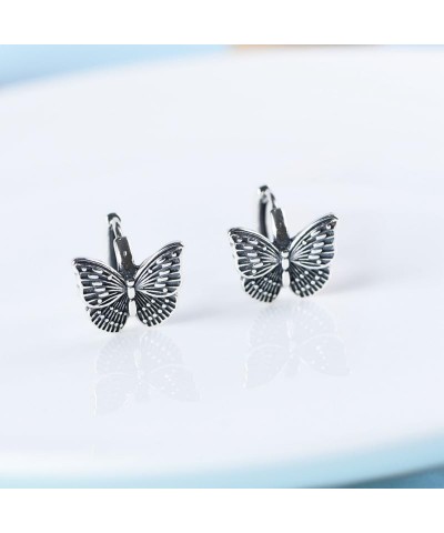 Butterfly Earrings for Women Girls Retro 925 Sterling Silver Huggie Hoop Earrings $14.77 Earrings