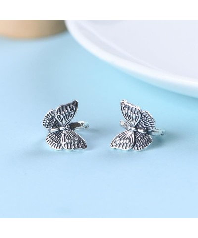 Butterfly Earrings for Women Girls Retro 925 Sterling Silver Huggie Hoop Earrings $14.77 Earrings