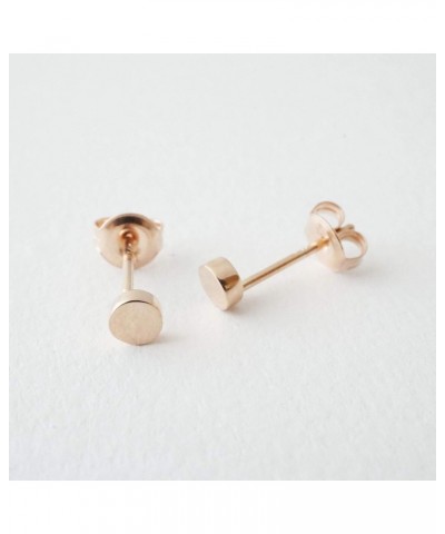 Circle Stud Earrings in Solid 14k Gold or Rose Gold, 3.5mm | Minimalist, Delicate Jewelry Rose Gold $47.56 Earrings