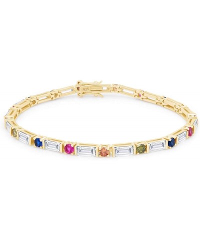 Multi Color Cubic Zirconia Tennis Bracelet In 14k Gold Over Sterling Silver Yellow Gold Over : 7.25 $40.74 Bracelets