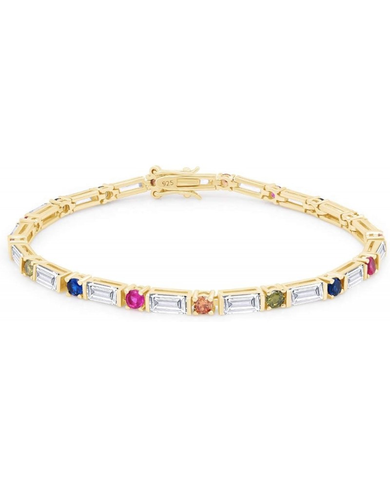 Multi Color Cubic Zirconia Tennis Bracelet In 14k Gold Over Sterling Silver Yellow Gold Over : 7.25 $40.74 Bracelets