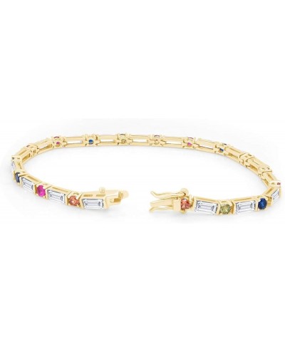 Multi Color Cubic Zirconia Tennis Bracelet In 14k Gold Over Sterling Silver Yellow Gold Over : 7.25 $40.74 Bracelets