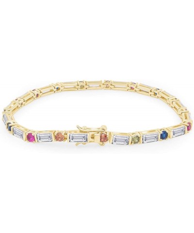 Multi Color Cubic Zirconia Tennis Bracelet In 14k Gold Over Sterling Silver Yellow Gold Over : 7.25 $40.74 Bracelets