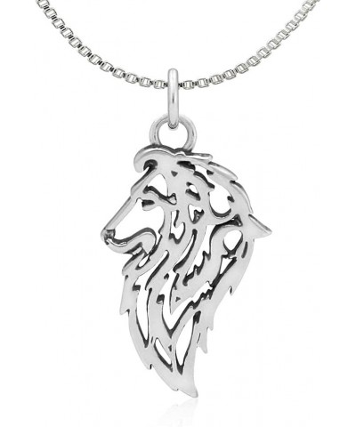 Sterling Silver Shetland Sheepdog Pendant, Sheltie Pendant Head Pendant w/ 20" Snake Chain $38.81 Necklaces