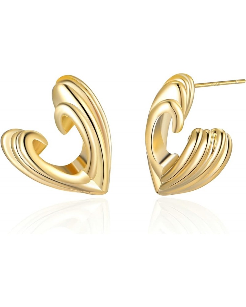 Two Tone Earrings for Women Gold and Silver Rose Gold Crossover Half Hoop Statement Designer Stud Earrings heart gold $7.13 E...