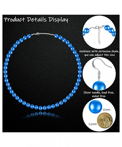 Faux Pearl Jewelry Set Simulated Pearl Necklace Bracelet Earrings for Women Girls Royalblue $7.27 Jewelry Sets