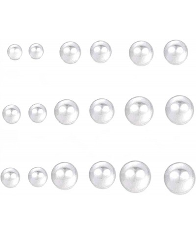 12 Pairs Pearl Stud Earrings, Hypoallergenic Imitation Pearl Earrings, Stainless Steel Round Ball Pearls Stud Earrings Mixed ...