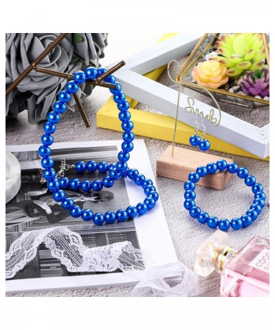 Faux Pearl Jewelry Set Simulated Pearl Necklace Bracelet Earrings for Women Girls Royalblue $7.27 Jewelry Sets