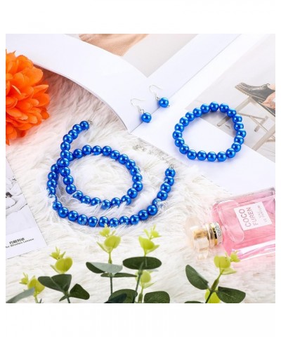 Faux Pearl Jewelry Set Simulated Pearl Necklace Bracelet Earrings for Women Girls Royalblue $7.27 Jewelry Sets