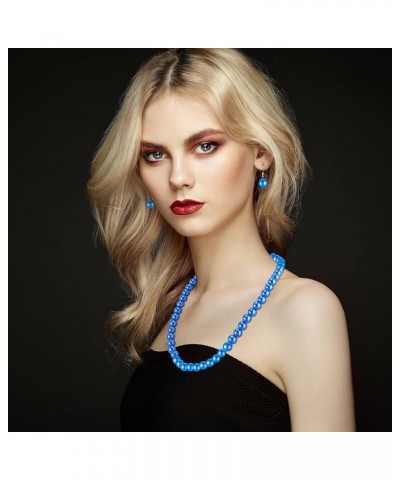 Faux Pearl Jewelry Set Simulated Pearl Necklace Bracelet Earrings for Women Girls Royalblue $7.27 Jewelry Sets