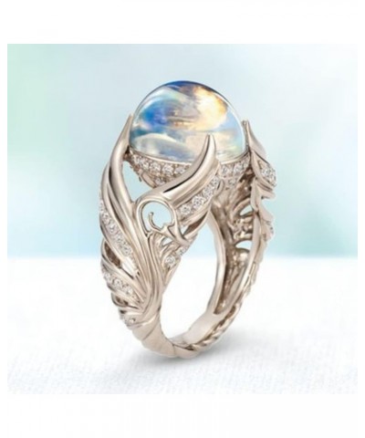 Illusion Exquisite 925 Sterling Silver Ring Angel Wings Wedding Band Charming Moonstone Diamond Jewelry Casual Accessory Wome...