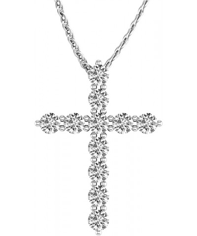 IGI Certified LAB-GROWN Cross Diamond Pendant Necklace 4 Prong Value Collection (E-F Color VS1-VS2 Clarity) 20" Gold Chain Pl...