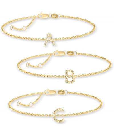 Diamond-Accented Initial Bracelet in 18kt Gold Over Sterling 7-inch (E) $50.76 Bracelets