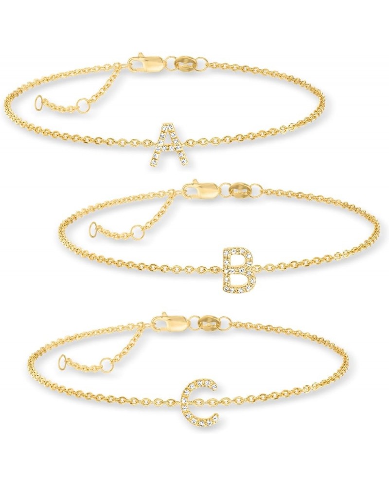 Diamond-Accented Initial Bracelet in 18kt Gold Over Sterling 7-inch (E) $50.76 Bracelets