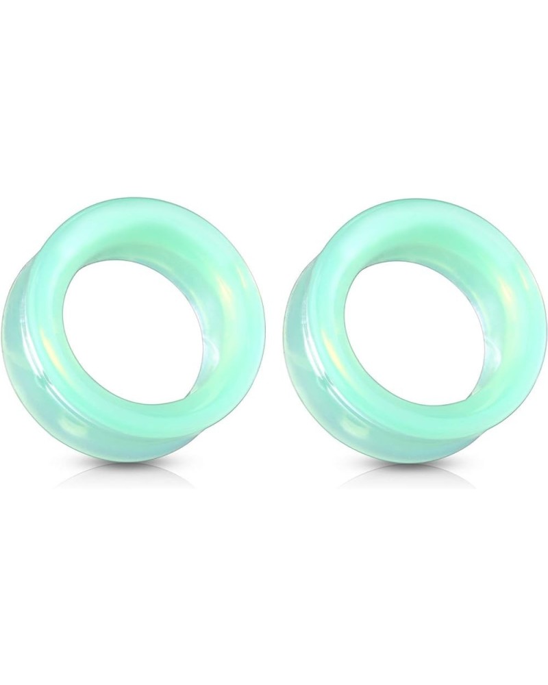 Green Opalite Glass Double Flared Saddle Tunnel Plug Earrings, Sold as a Pair 8mm (0GA) $9.40 Body Jewelry