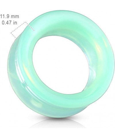 Green Opalite Glass Double Flared Saddle Tunnel Plug Earrings, Sold as a Pair 8mm (0GA) $9.40 Body Jewelry