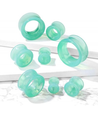 Green Opalite Glass Double Flared Saddle Tunnel Plug Earrings, Sold as a Pair 8mm (0GA) $9.40 Body Jewelry