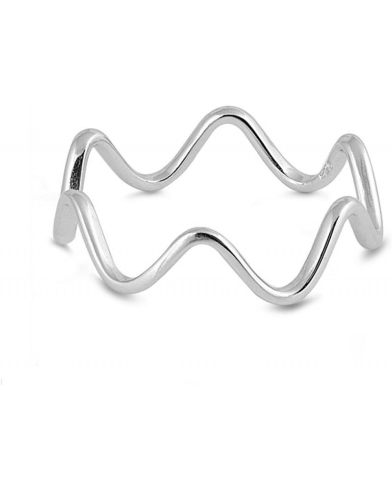 925 Sterling Silver High Polished Wraparound Wavy Line Ring High Polish $11.79 Rings