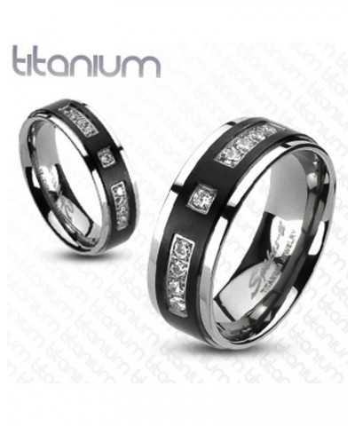 His and Her 4 Piece Black and Silver Stainless Steel and Titanium Wedding Ring Band Set Size Women's 09 Men's 07 $20.91 Sets