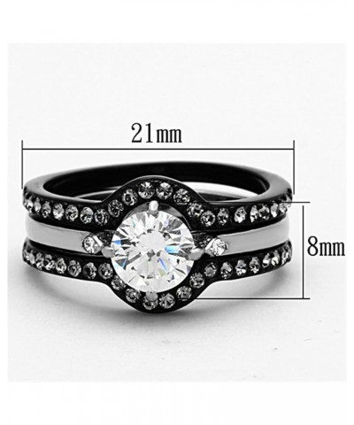 His and Her 4 Piece Black and Silver Stainless Steel and Titanium Wedding Ring Band Set Size Women's 09 Men's 07 $20.91 Sets