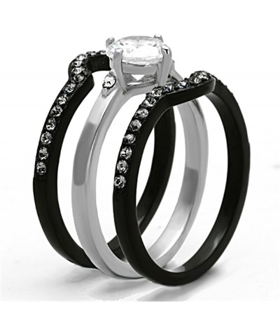 His and Her 4 Piece Black and Silver Stainless Steel and Titanium Wedding Ring Band Set Size Women's 09 Men's 07 $20.91 Sets