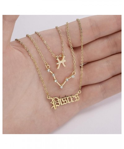 3Pcs 12 Constellation Zodiac Sign Layered Choker Necklaces Letter Astrology Horoscope with Message Card for Women Girls Jewel...