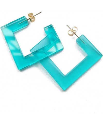 Transparent Acrylic Square Shape Candy Color Women's Charm Earring 3cm,1.18" Blue $8.11 Earrings