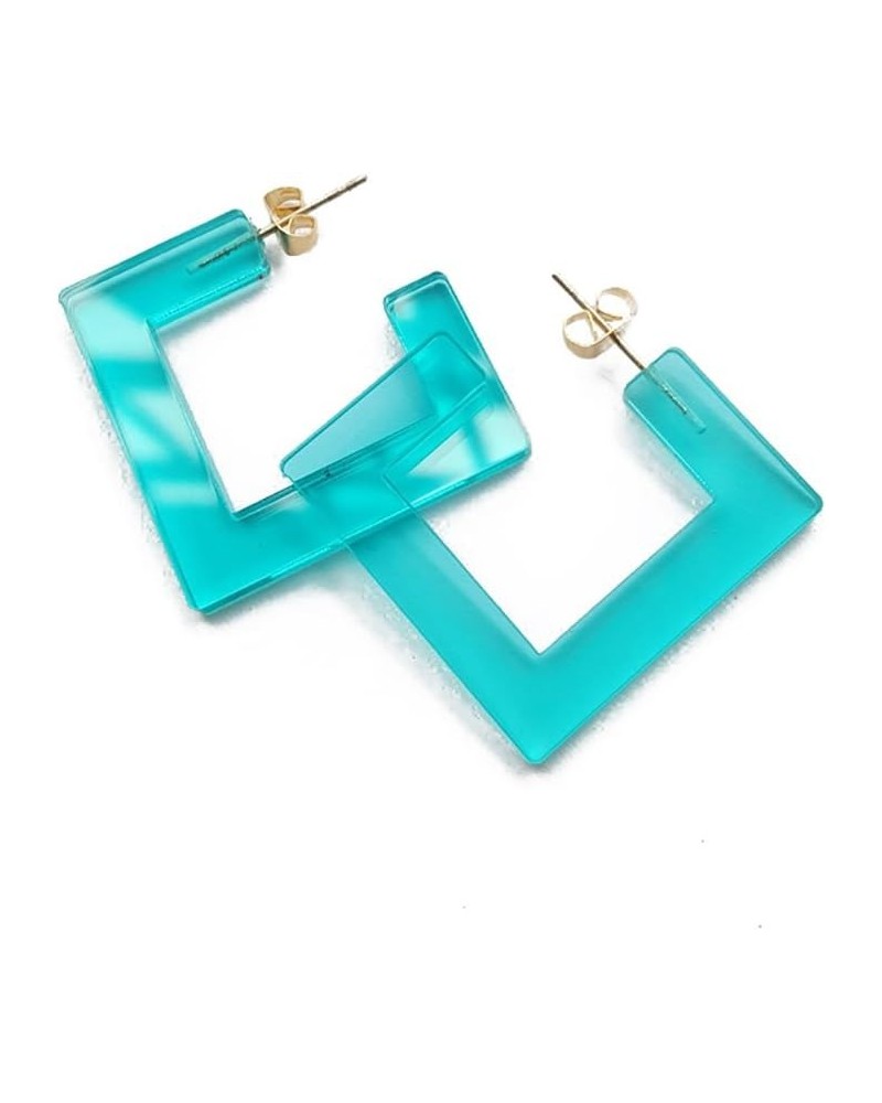 Transparent Acrylic Square Shape Candy Color Women's Charm Earring 3cm,1.18" Blue $8.11 Earrings