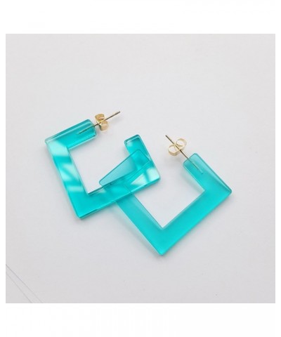 Transparent Acrylic Square Shape Candy Color Women's Charm Earring 3cm,1.18" Blue $8.11 Earrings