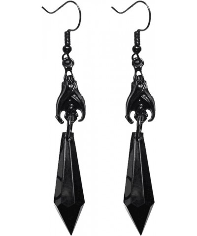 Gothic Dark Bat Dangle Earrings for Women Men Red Black Crystal Gems Bat Earrings Punk Rock Style Bat Animal Earrings Stateme...