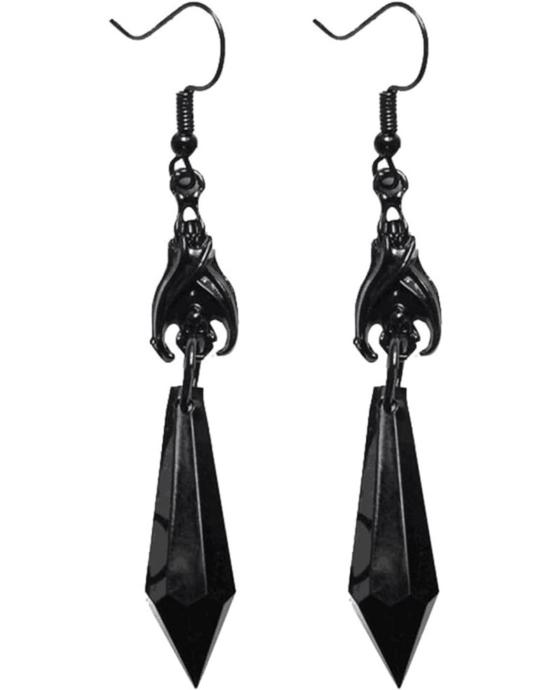 Gothic Dark Bat Dangle Earrings for Women Men Red Black Crystal Gems Bat Earrings Punk Rock Style Bat Animal Earrings Stateme...