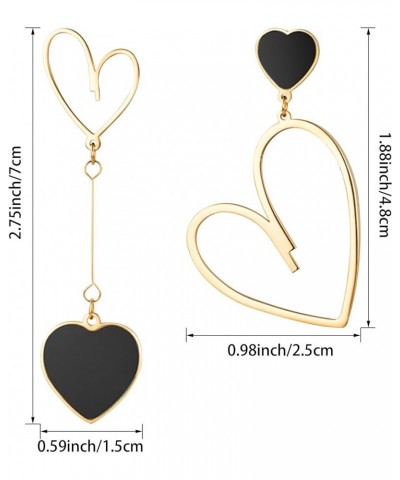 Asymmetric Heart Dangle Earrings Hollow Love Heart Drop Statement Long Earrings for Women Girls Valentine'S Day Anniversary D...