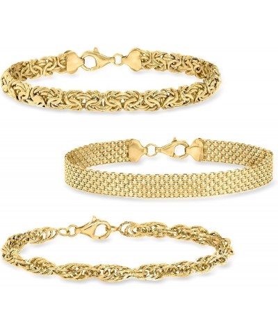 Jewelry Set: 3 Link Bracelets 18kt Yellow Gold Over Sterling 7.0 Inches $49.28 Bracelets