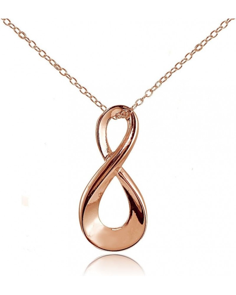 Sterling Silver Infinity Figure Eight Friendship Love His Her Polished Drop Pendant Necklace Rose Gold $18.59 Necklaces