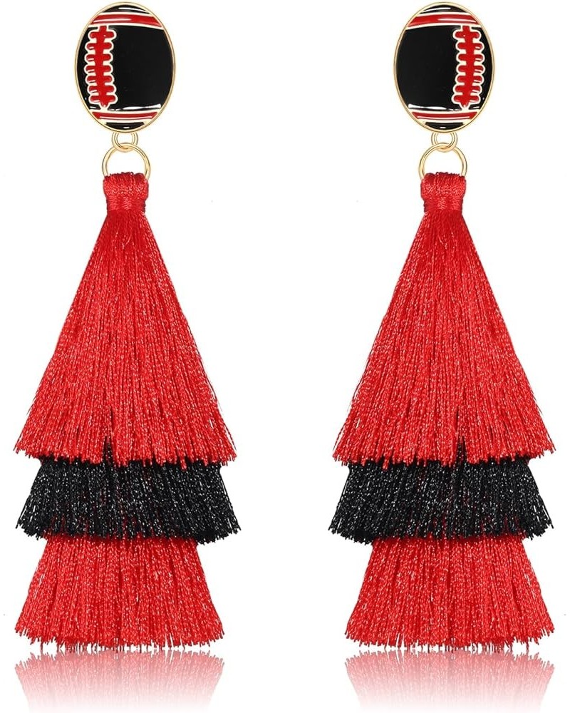 Game Day Earrings Sport Football Tassel Drop Earrings Fun Team Color Statement Earrings Game Day Team Supports Fan Jewelry Gi...