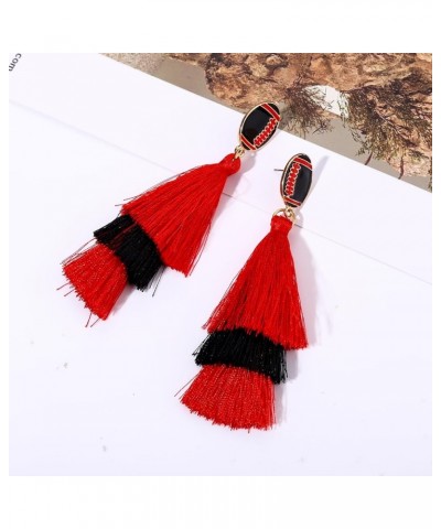 Game Day Earrings Sport Football Tassel Drop Earrings Fun Team Color Statement Earrings Game Day Team Supports Fan Jewelry Gi...