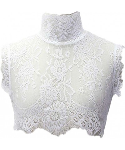 Lace Floral High Neck Turtleneck Fake Collar Sleeve Pullover Underwear Collar Large|white $11.59 Necklaces