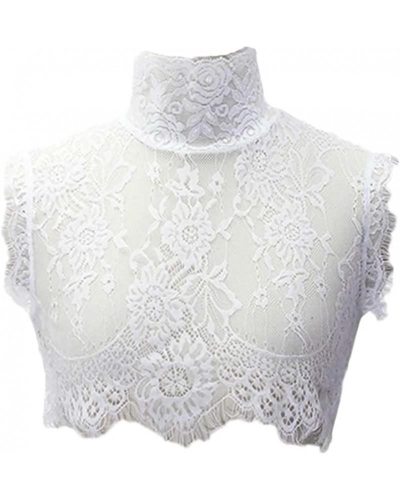 Lace Floral High Neck Turtleneck Fake Collar Sleeve Pullover Underwear Collar Large|white $11.59 Necklaces