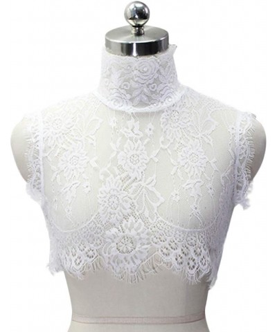 Lace Floral High Neck Turtleneck Fake Collar Sleeve Pullover Underwear Collar Large|white $11.59 Necklaces