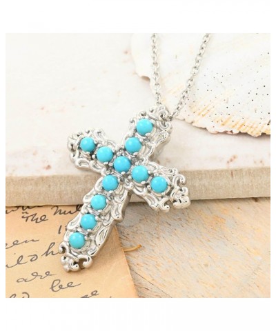 Shop LC Sleeping Beauty Turquoise Stainless Steel Pendant Necklace Jewelry Birthday Gifts for Women Size 20" Ct 0.82 $24.64 N...